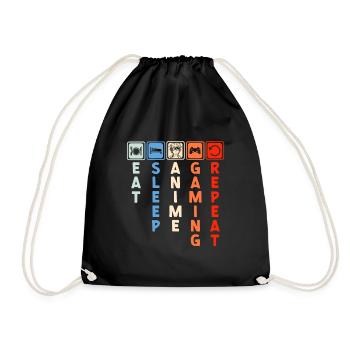 Anime Gaming Otaku Manga Kawaii Japan - Drawstring Bag - black - Front