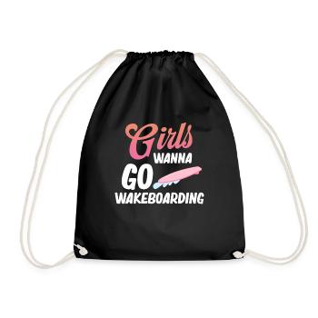 Mädchen Wollen Wakeboarden, Bootfahren, - Turnbeutel - Schwarz - Vorne