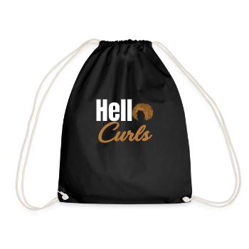 Hello Curls Funny Curly Hair Wavy Afro - Drawstring Bag - black - Front