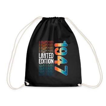 Limited Edition Since 1947 Birthday Vintage 1947 - Drawstring Bag - black - Front