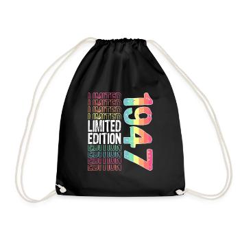 Limited Edition Since 1947 Birthday Vintage 1947 - Drawstring Bag - black - Front