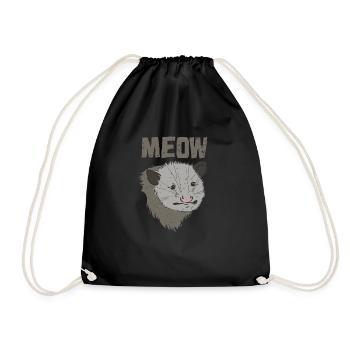 Meow funny opossum possum street cat - Drawstring Bag - black - Front
