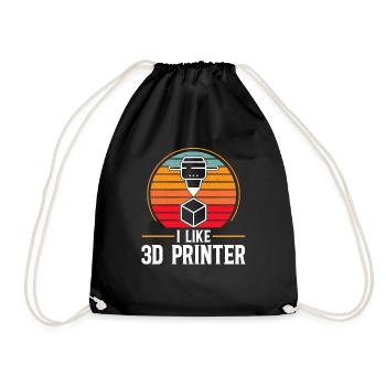 3D Drucker 3D Druck - Turnbeutel - Schwarz - Vorne