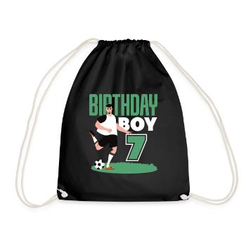 7th Birthday 7 Years Soccer Soccer Player - Drawstring Bag - black - Front