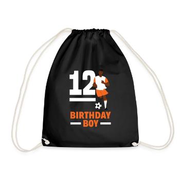 12th Birthday 12 Years Soccer Soccer Player - Drawstring Bag - black - Front