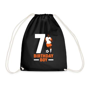 7th Birthday 7 Years Soccer Soccer Player - Drawstring Bag - black - Front