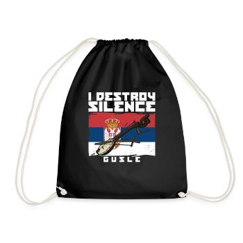 Je détruis silence gusle Serbie Balkans Drapeau - Sac de sport léger - noir - Devant