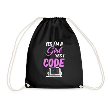 Yes, I'm a girl, yes, I code - Drawstring Bag - black - Front