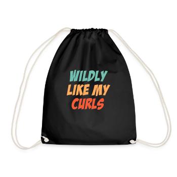 Wild as my curls funny curly hair - Drawstring Bag - black - Front