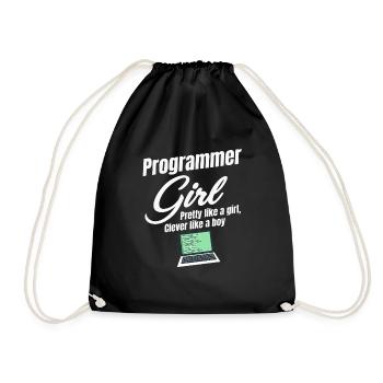Programmer Girl Pretty As A Girl, Smart - Drawstring Bag - black - Front