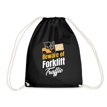 Beware of forklift traffic. - Drawstring Bag - black - Front