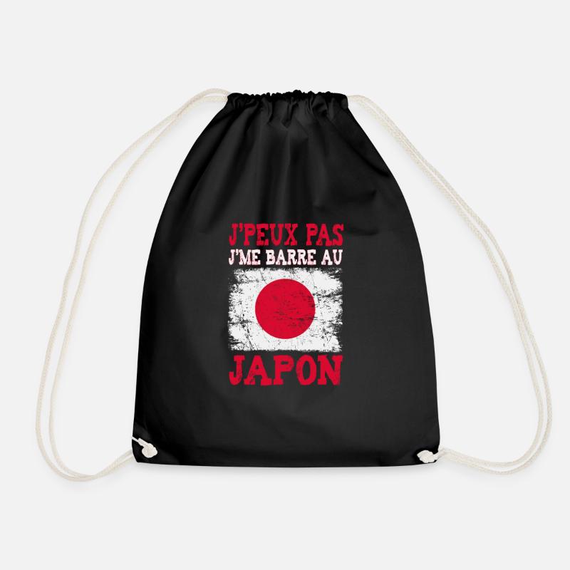 I can't go to Japan - Drawstring Bag - black