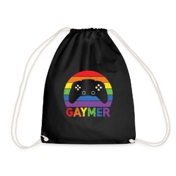 Gaymer LGBT Pride Rainbow Gamer Video Games - Turnbeutel - Schwarz - Vorne