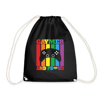 Gaymer LGBT Pride Rainbow Gamer Video Games - Turnbeutel - Schwarz - Vorne