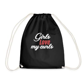 Girls Love My Curls Funny Curly Hair - Drawstring Bag - black - Front