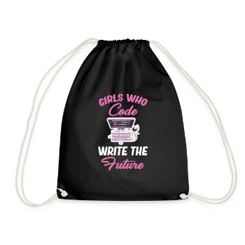 Girl looking at the programmer of the future - Drawstring Bag - black - Front