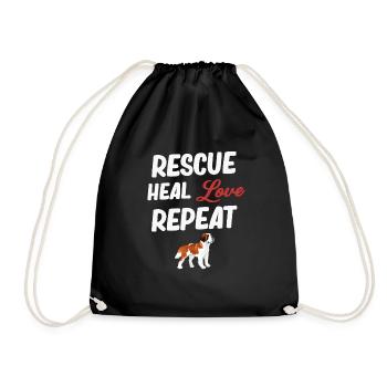 Rescue Heal Love Repeat Vet Dogaholic - Drawstring Bag - black - Front