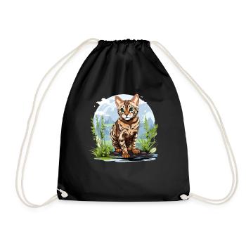 Bengal Cat Bengalkatze - Turnbeutel - Schwarz - Vorne
