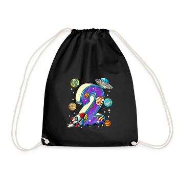 2 Anniversaire Astronaute de l’espace 2 ans - Sac de sport léger - noir - Devant