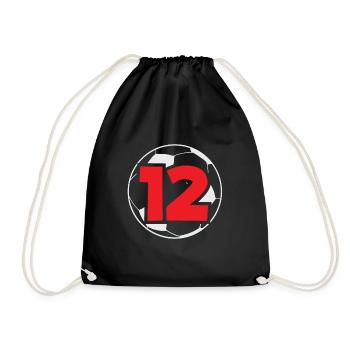 12th Birthday 12 Years Soccer Soccer Player - Drawstring Bag - black - Front