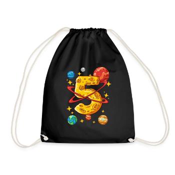 5 Birthday Space Space Astronaut 5 Years - Drawstring Bag - black - Front