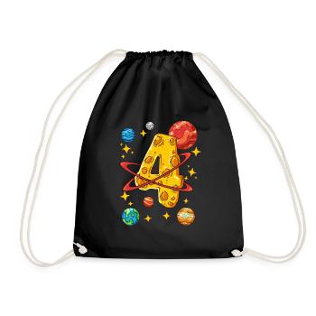 4 Birthday Space Space Astronaut 4 Years - Drawstring Bag - black - Front