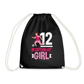 12th Birthday 12 Years Soccer Soccer Player - Drawstring Bag - black - Front