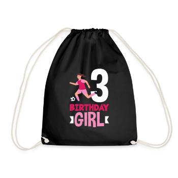 3rd Birthday 3 Years Soccer Soccer Player - Drawstring Bag - black - Front