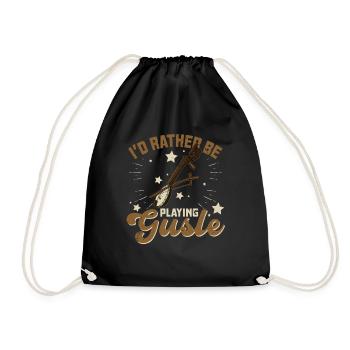 I'd rather be playing gusle Serbia Balkans Music - Drawstring Bag - black - Front