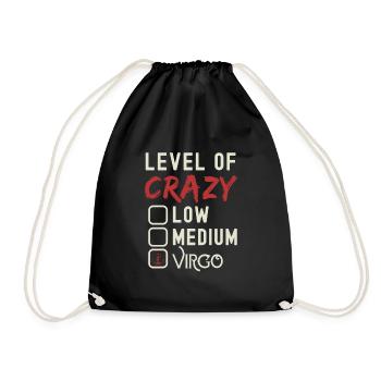 Level Of Crazy Virgo Funny Star Sign Astrology - Drawstring Bag - black - Front