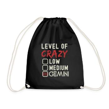 Level Of Crazy Gemini Funny Star Sign Astrology - Drawstring Bag - black - Front
