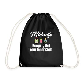 Midwife who brings out her inner child - Drawstring Bag - black - Front