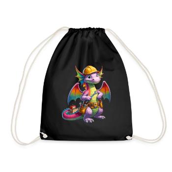 Dragon as a craftsman - Drawstring Bag - black - Front