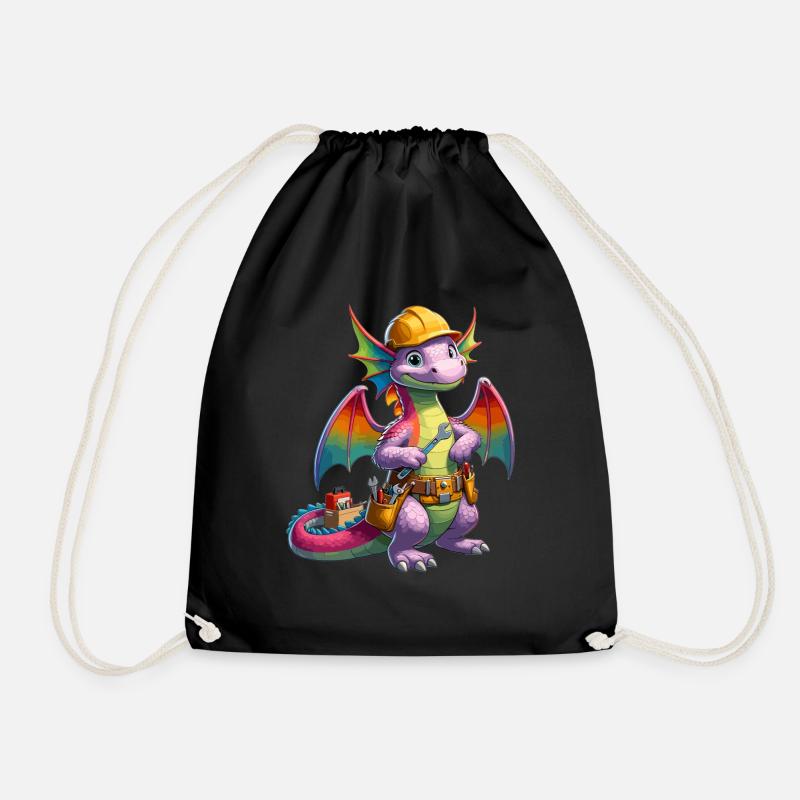Dragon as a craftsman - Drawstring Bag - black