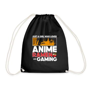 Anime Ramen and Gaming Gamer Anime - Drawstring Bag - black - Front