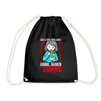 Anime Ramen and Gaming Gamer Anime - Drawstring Bag - black - Front