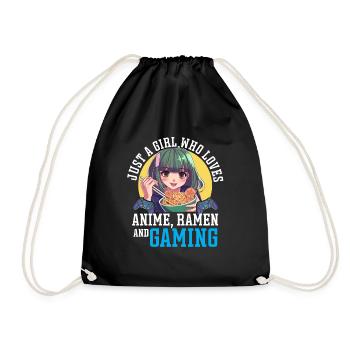 Anime Ramen and Gaming Gamer Anime - Drawstring Bag - black - Front