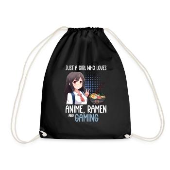 Anime Ramen and Gaming Gamer Anime - Drawstring Bag - black - Front