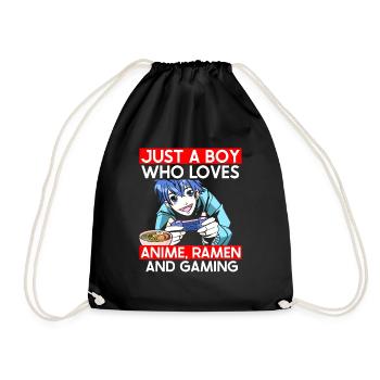 Anime Ramen and Gaming Gamer Anime - Drawstring Bag - black - Front