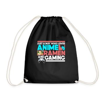 Anime Ramen and Gaming Gamer Anime - Drawstring Bag - black - Front
