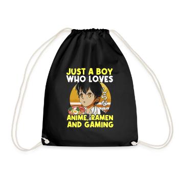 Anime Ramen and Gaming Gamer Anime - Drawstring Bag - black - Front