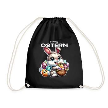Easter Bunny Funny Bunny Easter Eggs Happy Easter - Drawstring Bag - black - Front
