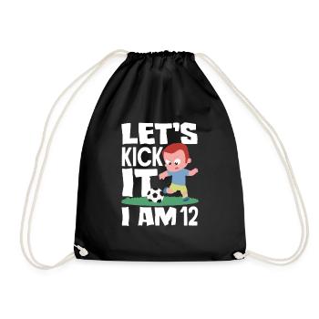 12th Birthday 12 Years Soccer Soccer Player - Drawstring Bag - black - Front