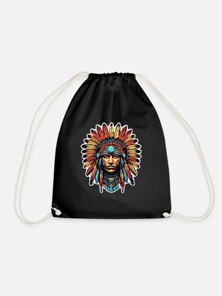 Indianer - Indianer - USA - Turnbeutel - Schwarz