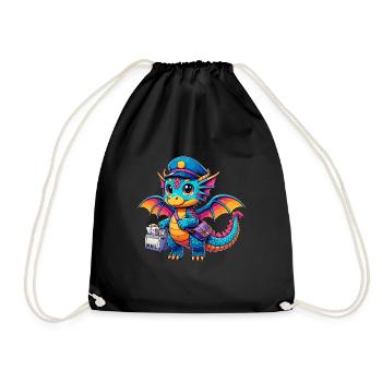 Drache Postbote, Drachenpostbote, Briefträger - Turnbeutel - Schwarz - Vorne