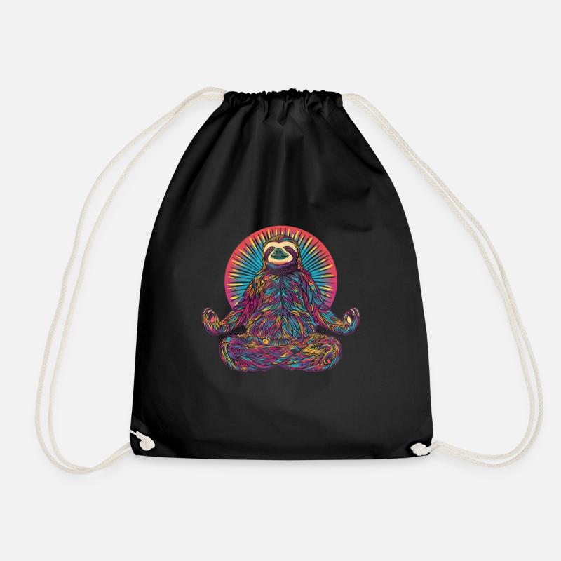 Faultier Buddha Yoga Lustig Geschenk - Turnbeutel - Schwarz