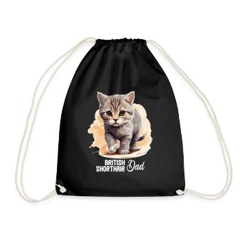 Cat Cats British Shorthair British Shorthair - Drawstring Bag - black - Front