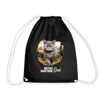 Cat Cats British Shorthair British Shorthair - Drawstring Bag - black - Front