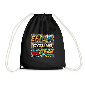 Eat sleep Cycling repeat - Drawstring Bag - black - Front