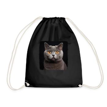 Cat Cats British Shorthair British Shorthair - Drawstring Bag - black - Front